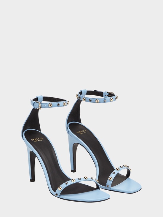 Versace Shoes - Versace Light Blue Studded Ankle-Strap Stiletto Sandals